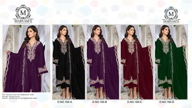 Maryams 184 Velvet Embroidered Wholesale Pakistani Suits Suppliers In Mumbai